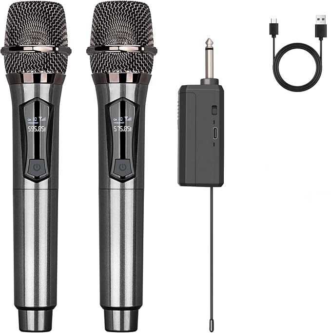 Depusheng TT WIRELESS MICROPHONE Dual Handheld Dynamic Mic Gray